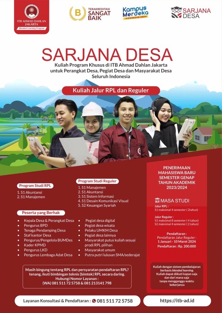 Undangan Kuliah Program Sarjana Desa - ITB AD Semester Genap
