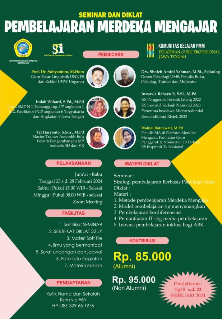 SEMINAR DAN PELATIHAN PEMBELAJARAN MERDEKA MENGAJAR